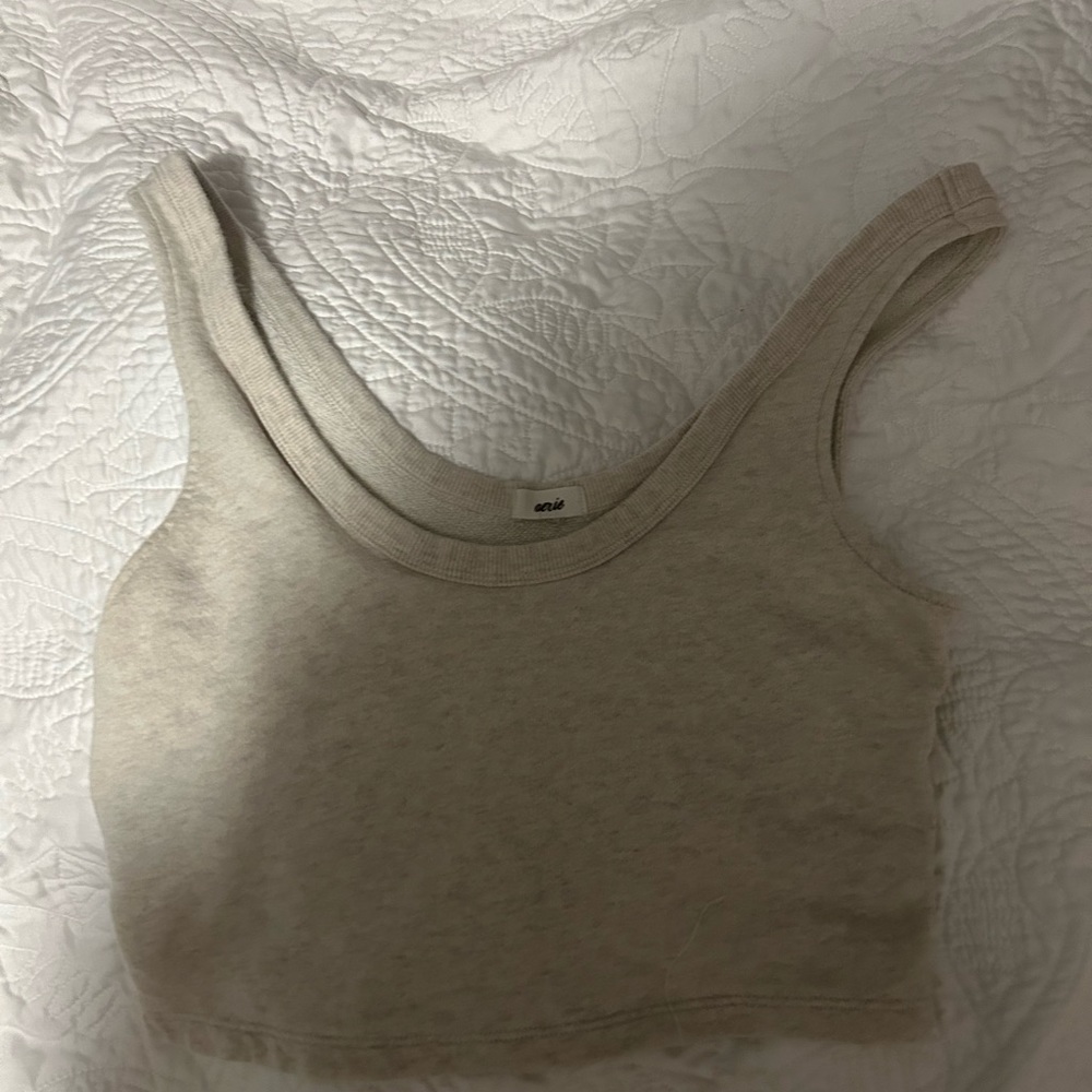 Aerie cream cropped tank top